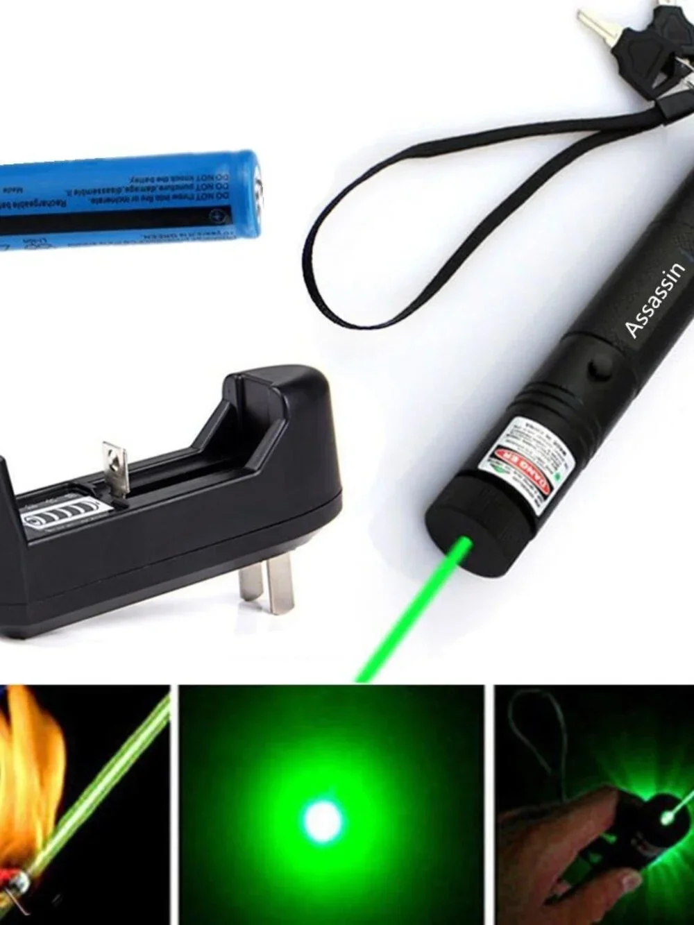 532nm Green Laser Pointer Lazer Pen High Power Visible Beam Light + Battery